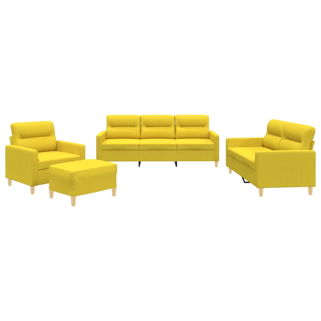 4-delige Loungeset met kussens stof lichtgeel is nu te koop bij PeponiXL, paradijselijk wonen!