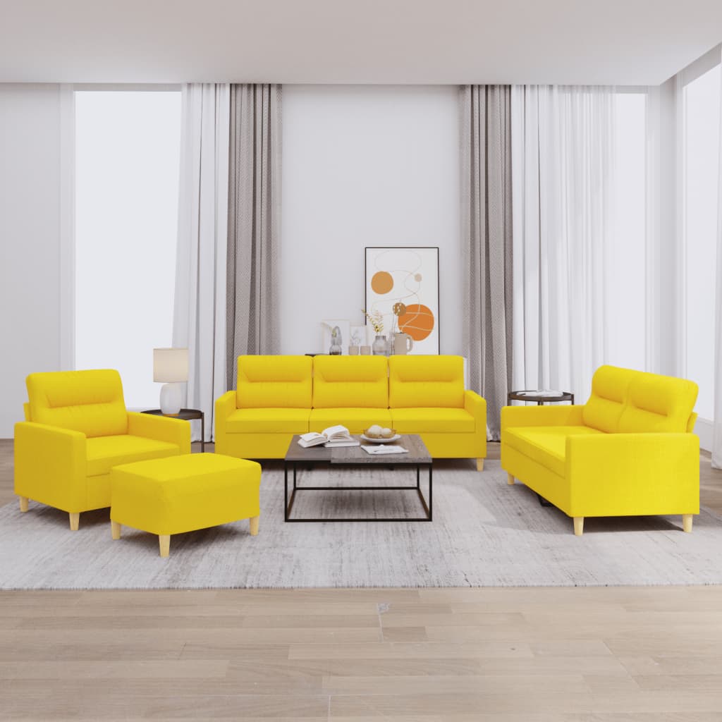 4-delige Loungeset met kussens stof lichtgeel is nu te koop bij PeponiXL, paradijselijk wonen!