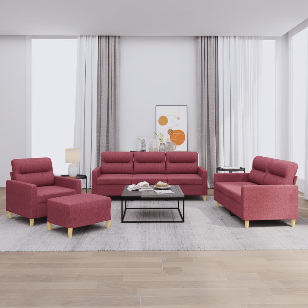 4-delige Loungeset met kussens stof wijnrood is nu te koop bij PeponiXL, paradijselijk wonen!