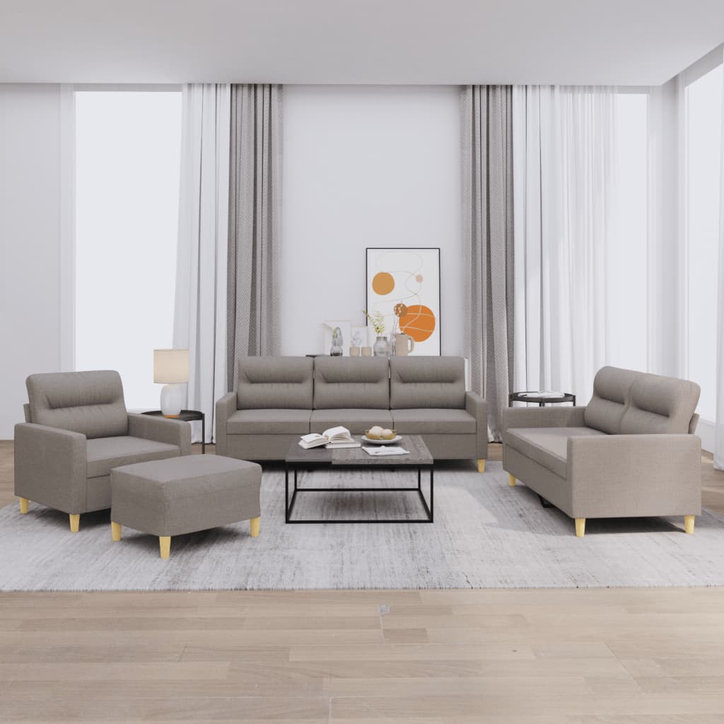 4-delige Loungeset met kussens stof taupe is nu te koop bij PeponiXL, paradijselijk wonen!