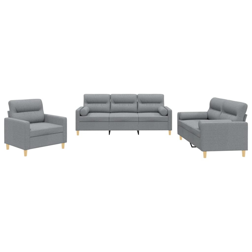 3-delige Loungeset met kussens stof lichtgrijs is nu te koop bij PeponiXL, paradijselijk wonen!