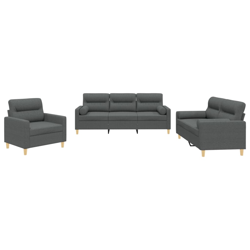 3-delige Loungeset met kussens stof donkergrijs is nu te koop bij PeponiXL, paradijselijk wonen!