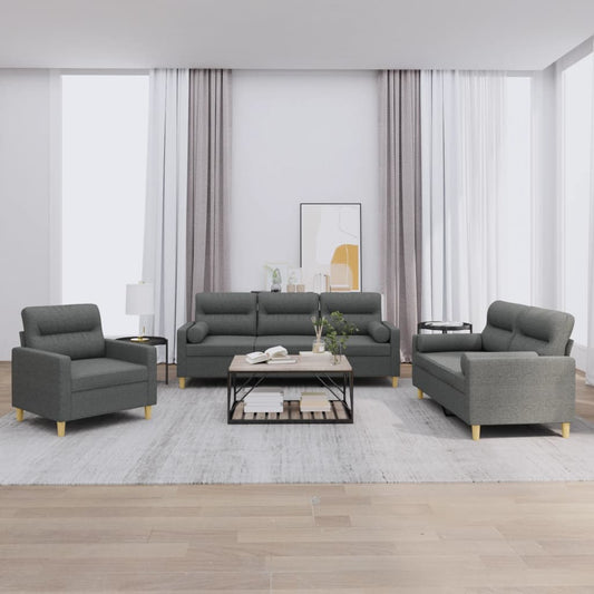 3-delige Loungeset met kussens stof donkergrijs is nu te koop bij PeponiXL, paradijselijk wonen!