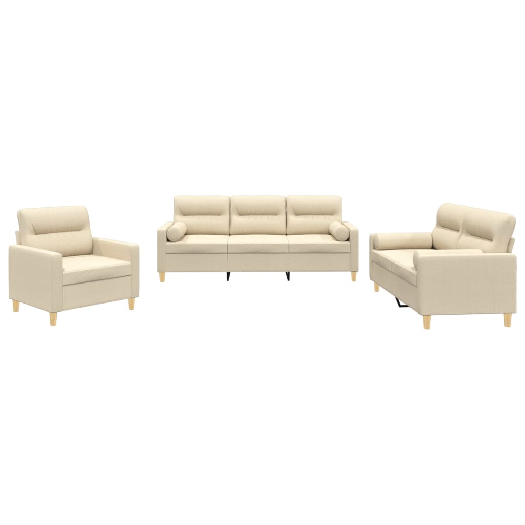 3-delige Loungeset met kussens stof crèmekleurig is nu te koop bij PeponiXL, paradijselijk wonen!