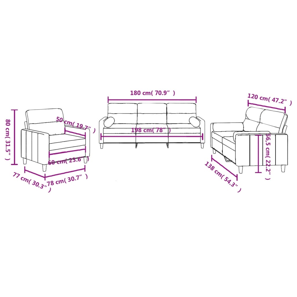 3-delige Loungeset met kussens stof crèmekleurig is nu te koop bij PeponiXL, paradijselijk wonen!