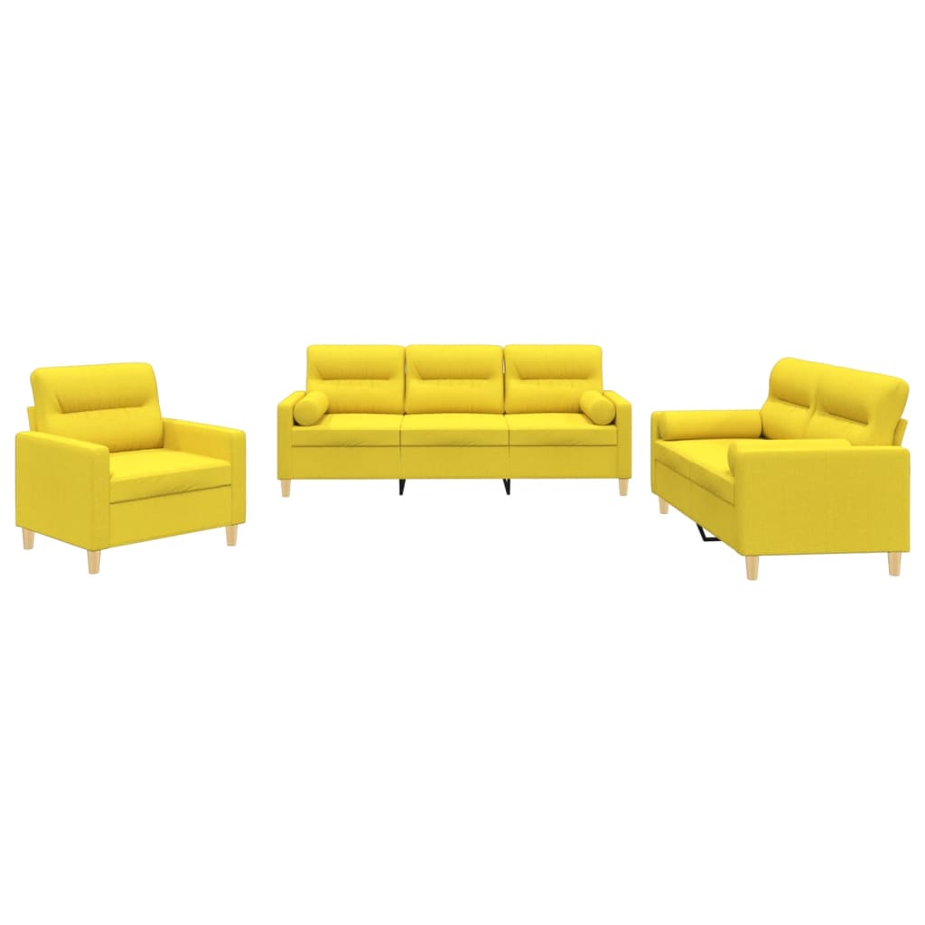 3-delige Loungeset met kussens stof lichtgeel is nu te koop bij PeponiXL, paradijselijk wonen!