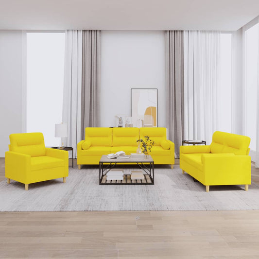 3-delige Loungeset met kussens stof lichtgeel is nu te koop bij PeponiXL, paradijselijk wonen!