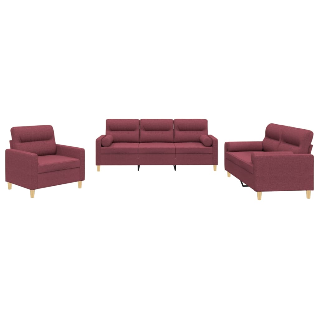 3-delige Loungeset met kussens stof wijnrood is nu te koop bij PeponiXL, paradijselijk wonen!