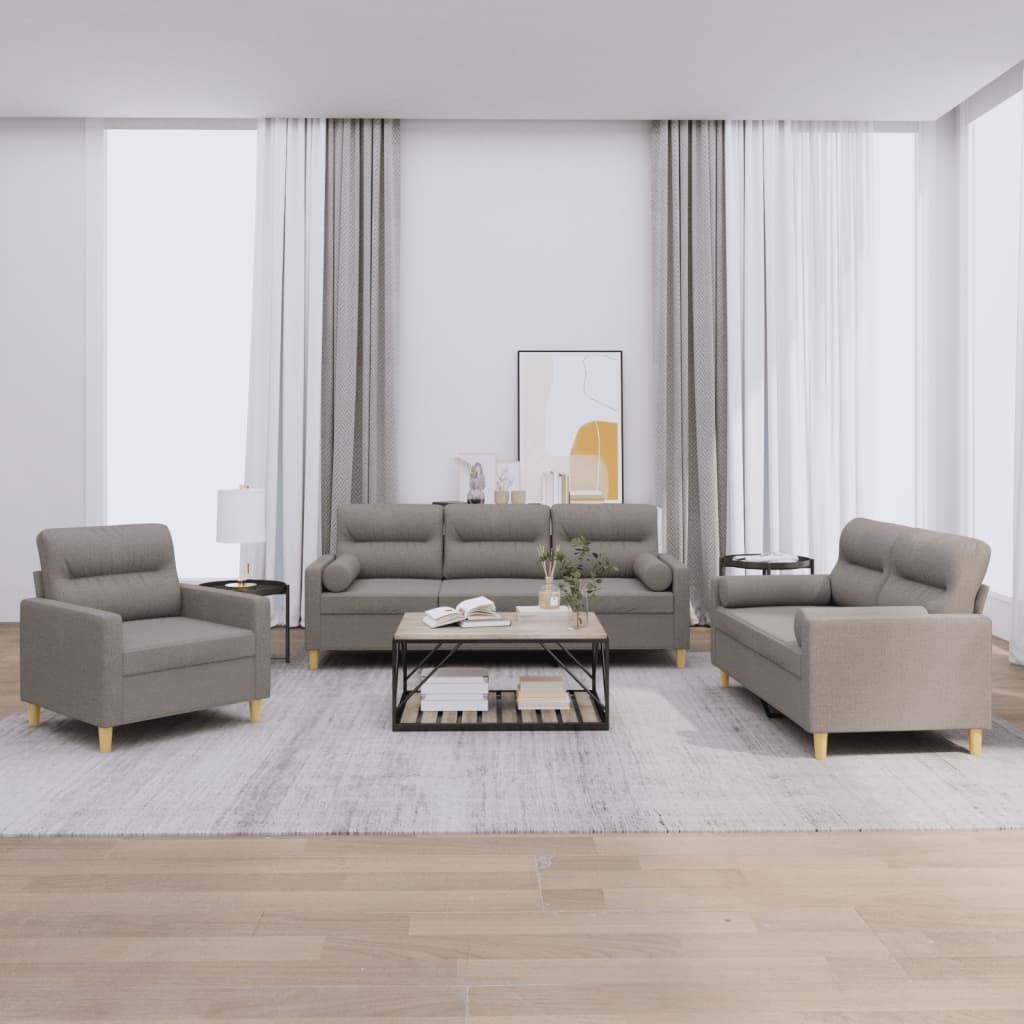 3-delige Loungeset met kussens stof taupe is nu te koop bij PeponiXL, paradijselijk wonen!