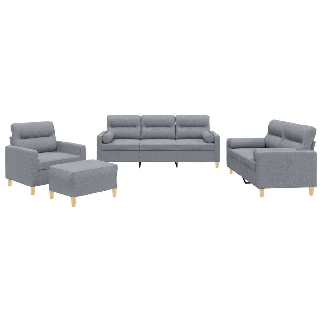 4-delige Loungeset met kussens stof lichtgrijs is nu te koop bij PeponiXL, paradijselijk wonen!