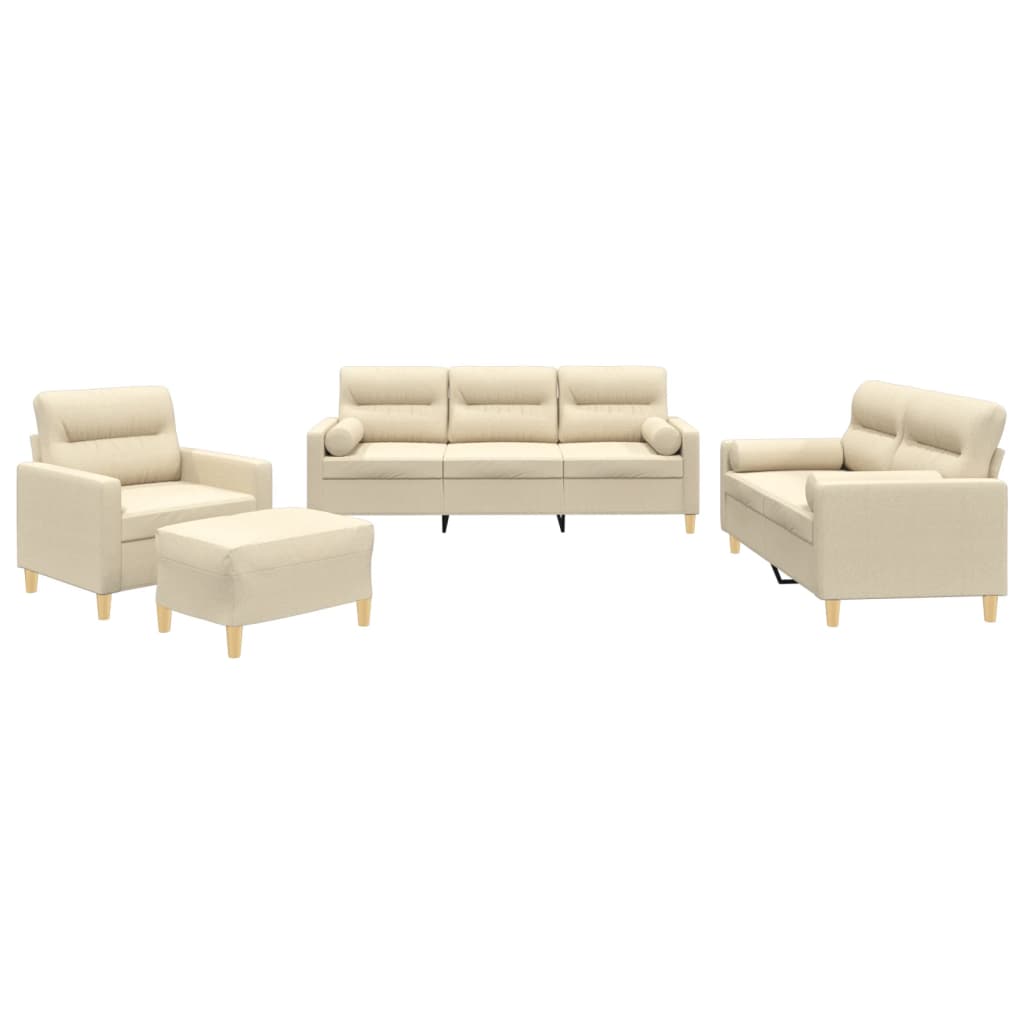 4-delige Loungeset met kussens stof crèmekleurig is nu te koop bij PeponiXL, paradijselijk wonen!