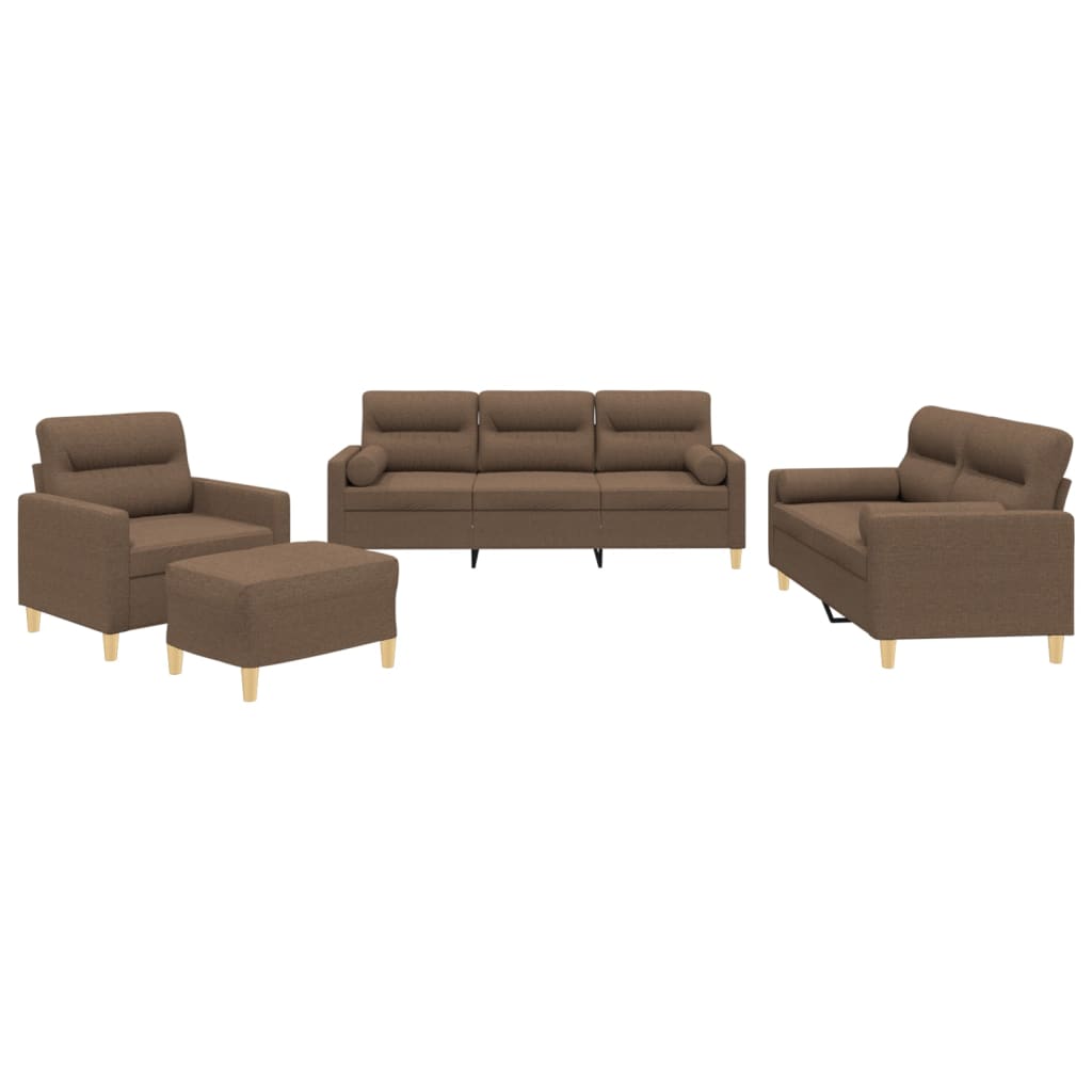 4-delige Loungeset met kussens stof bruin is nu te koop bij PeponiXL, paradijselijk wonen!