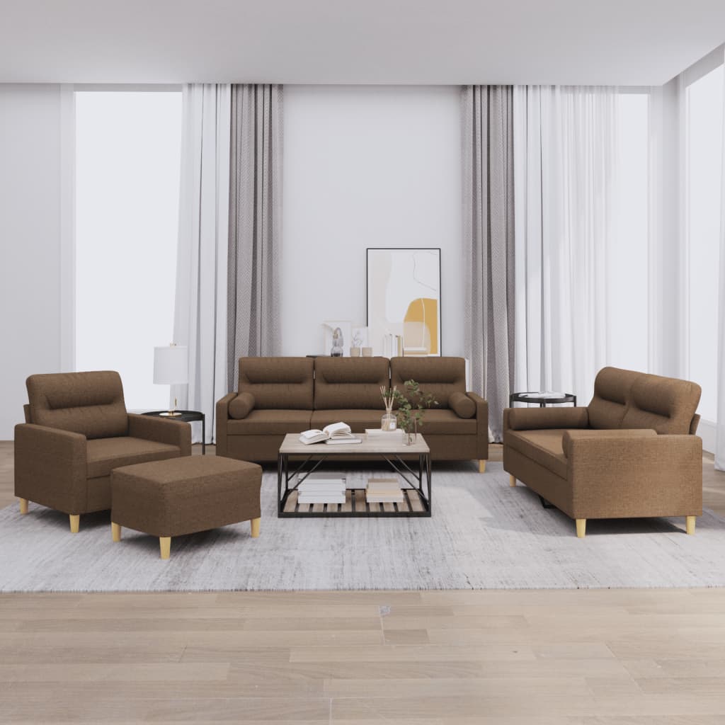 4-delige Loungeset met kussens stof bruin is nu te koop bij PeponiXL, paradijselijk wonen!