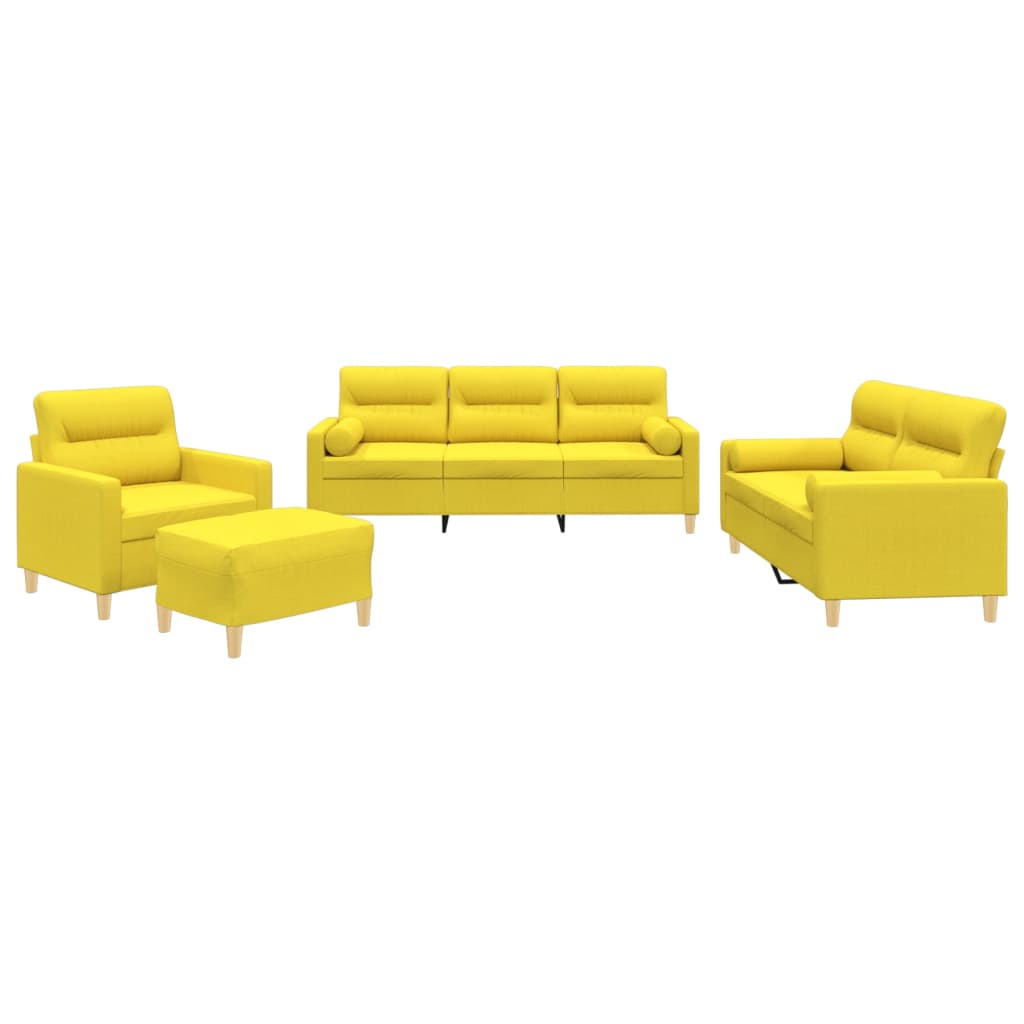 4-delige Loungeset met kussens stof lichtgeel is nu te koop bij PeponiXL, paradijselijk wonen!