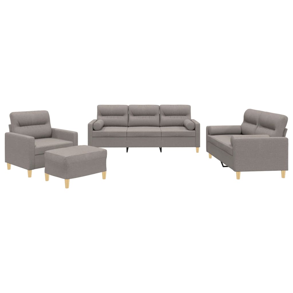 4-delige Loungeset met kussens stof taupe is nu te koop bij PeponiXL, paradijselijk wonen!