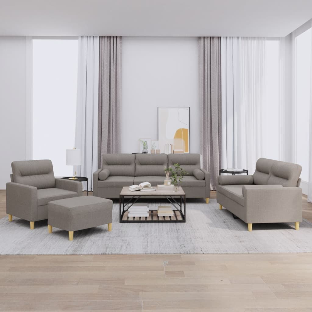 4-delige Loungeset met kussens stof taupe is nu te koop bij PeponiXL, paradijselijk wonen!