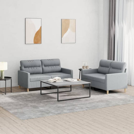 2-delige Loungeset met kussens stof lichtgrijs is nu te koop bij PeponiXL, paradijselijk wonen!