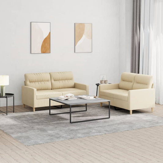 2-delige Loungeset met kussens stof crèmekleurig is nu te koop bij PeponiXL, paradijselijk wonen!