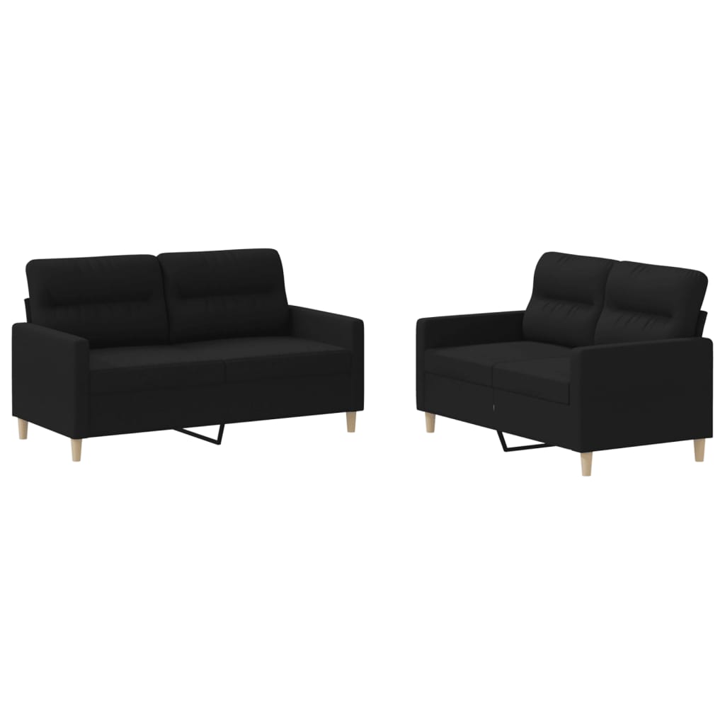 2-delige loungeset met kussens stof zwart is nu te koop bij PeponiXL, paradijselijk wonen!