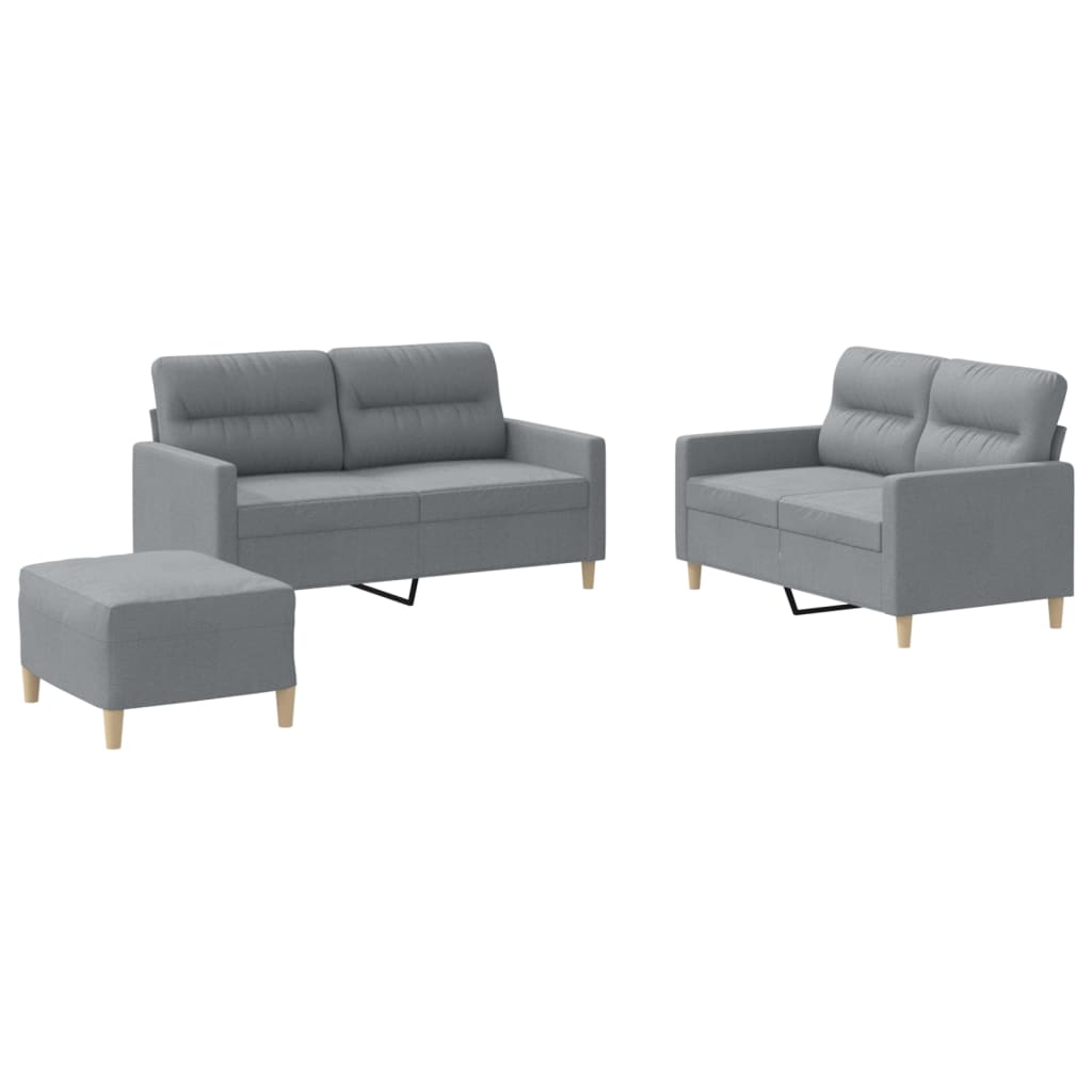 3-delige Loungeset met kussens stof lichtgrijs is nu te koop bij PeponiXL, paradijselijk wonen!