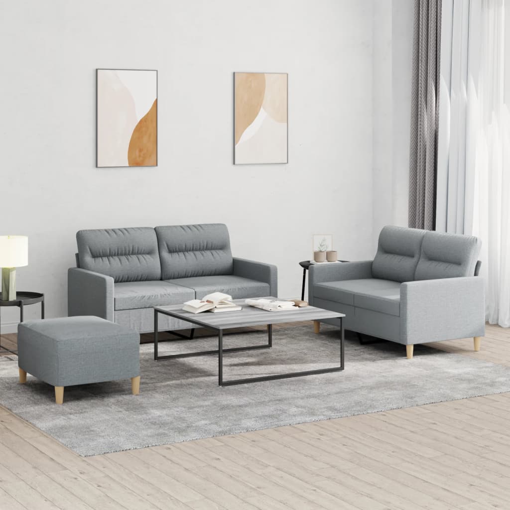 3-delige Loungeset met kussens stof lichtgrijs is nu te koop bij PeponiXL, paradijselijk wonen!