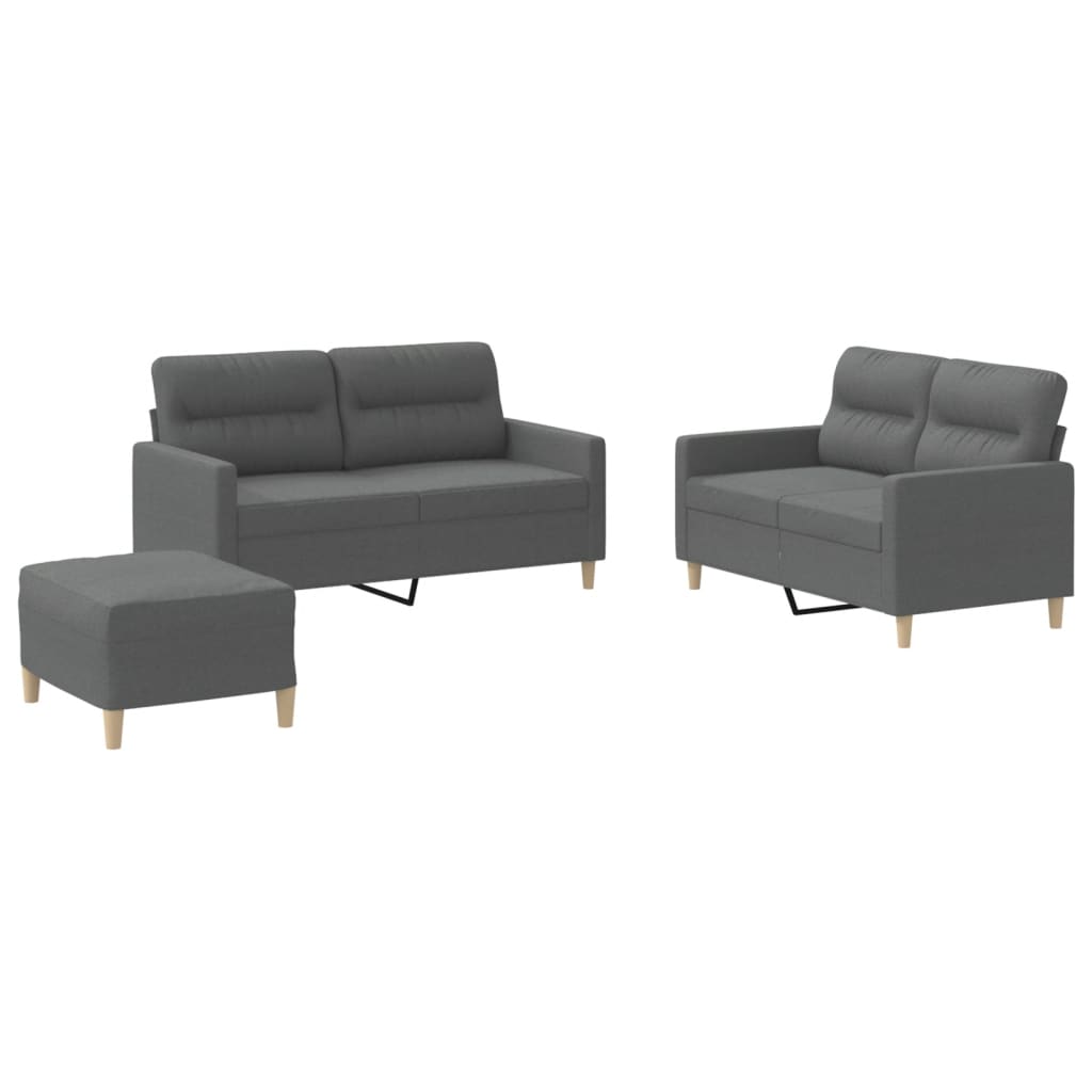 3-delige Loungeset met kussens stof donkergrijs is nu te koop bij PeponiXL, paradijselijk wonen!