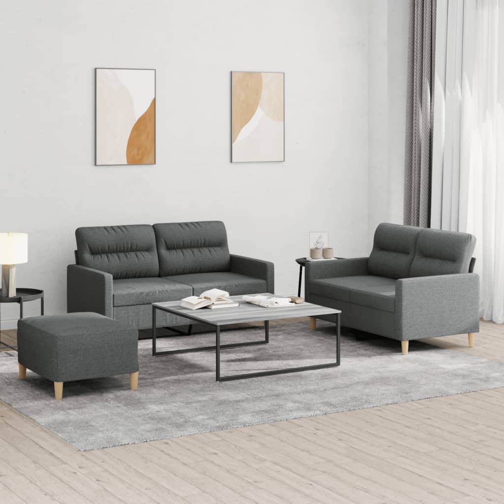 3-delige Loungeset met kussens stof donkergrijs is nu te koop bij PeponiXL, paradijselijk wonen!