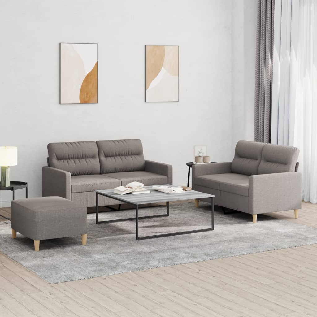 3-delige Loungeset met kussens stof taupe is nu te koop bij PeponiXL, paradijselijk wonen!