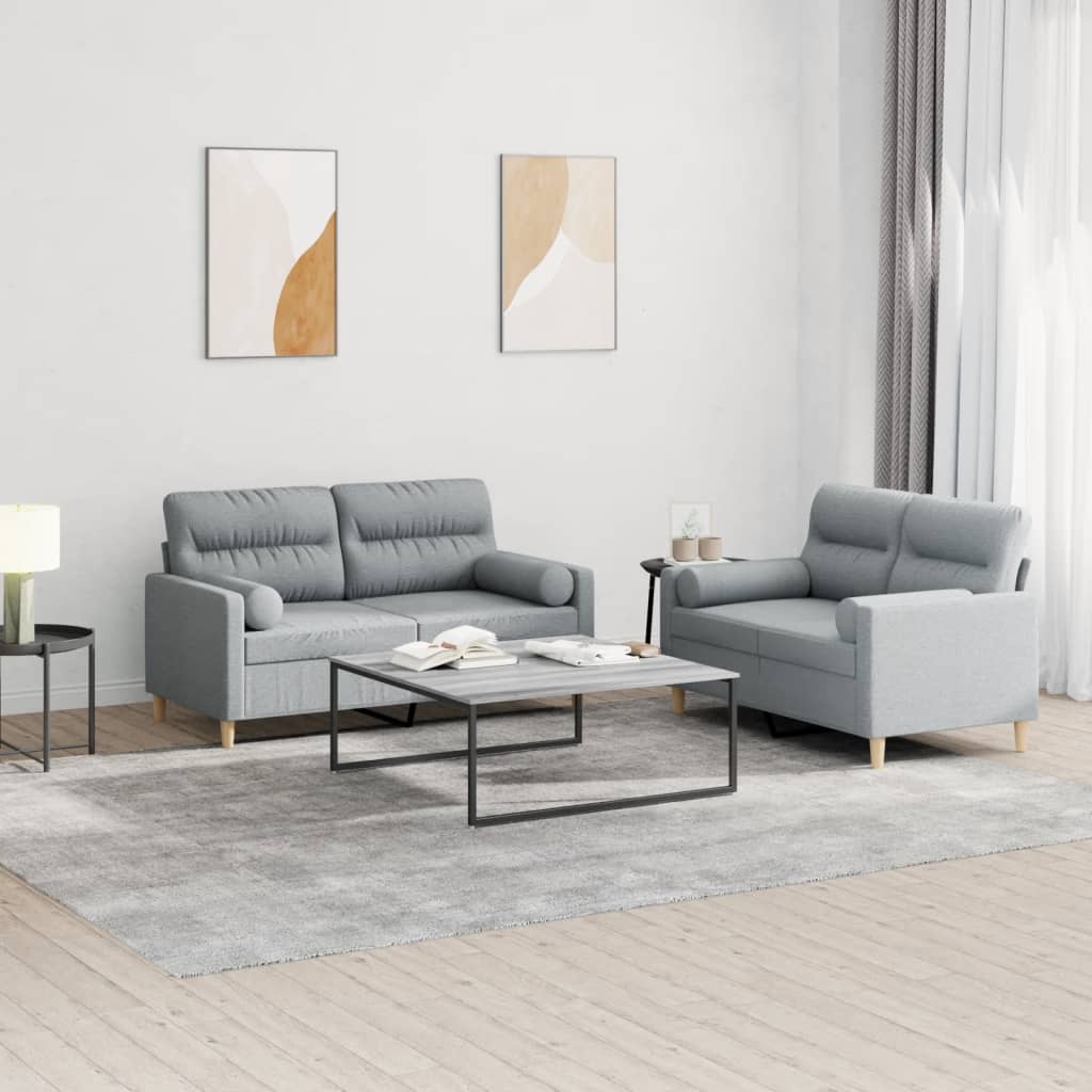 2-delige Loungeset met kussens stof lichtgrijs is nu te koop bij PeponiXL, paradijselijk wonen!