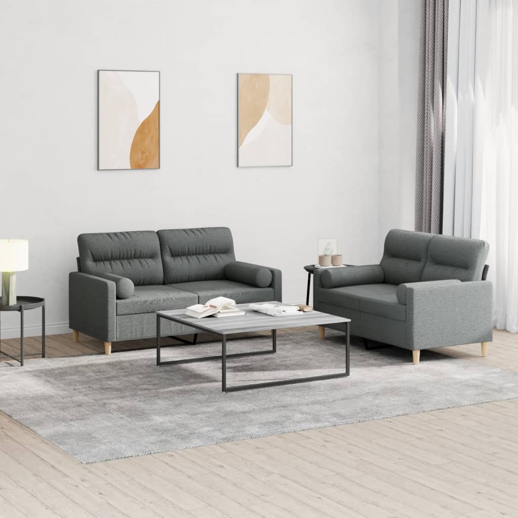 2-delige Loungeset met kussens stof donkergrijs is nu te koop bij PeponiXL, paradijselijk wonen!