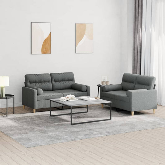 2-delige Loungeset met kussens stof donkergrijs is nu te koop bij PeponiXL, paradijselijk wonen!