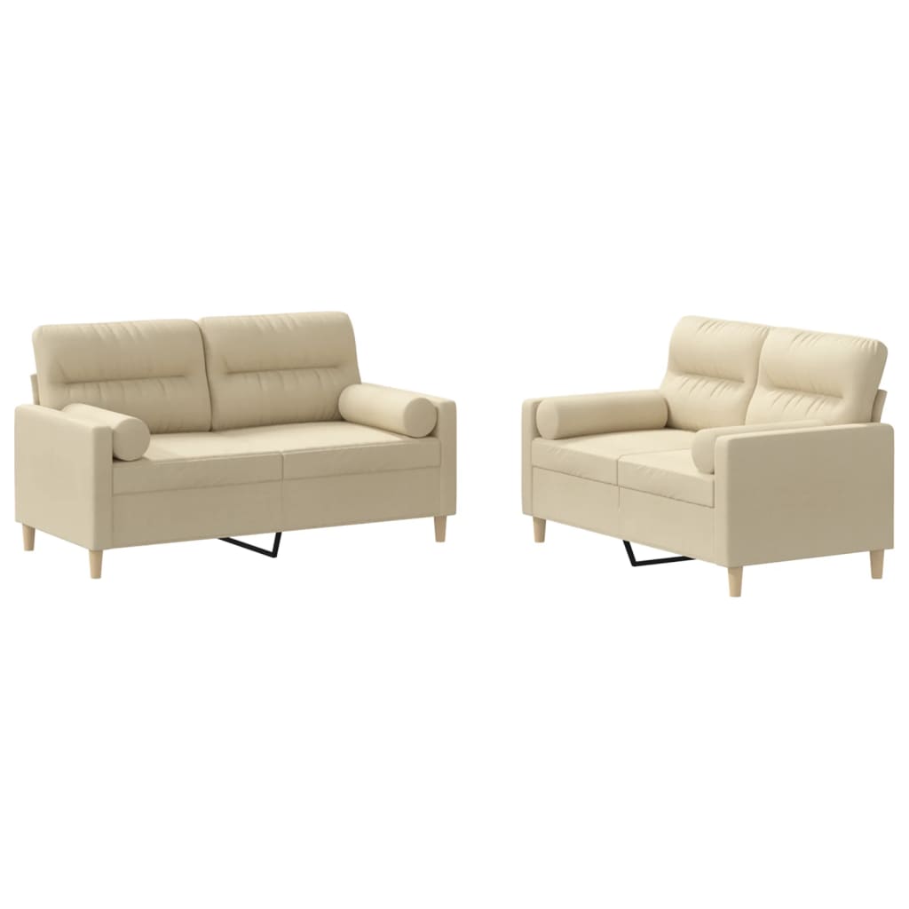 2-delige Loungeset met kussens stof crèmekleurig is nu te koop bij PeponiXL, paradijselijk wonen!