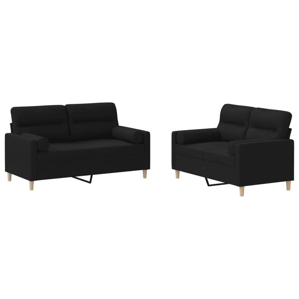 2-delige Loungeset met kussens stof zwart is nu te koop bij PeponiXL, paradijselijk wonen!