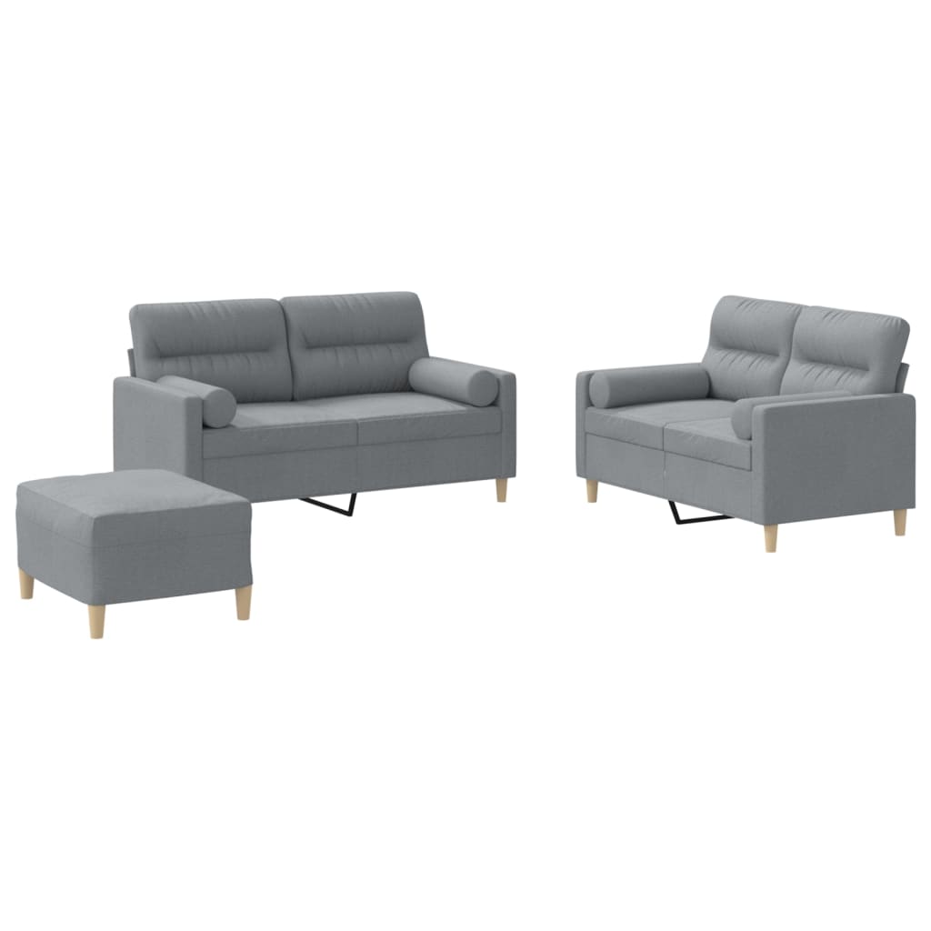 3-delige Loungeset met kussens stof lichtgrijs is nu te koop bij PeponiXL, paradijselijk wonen!