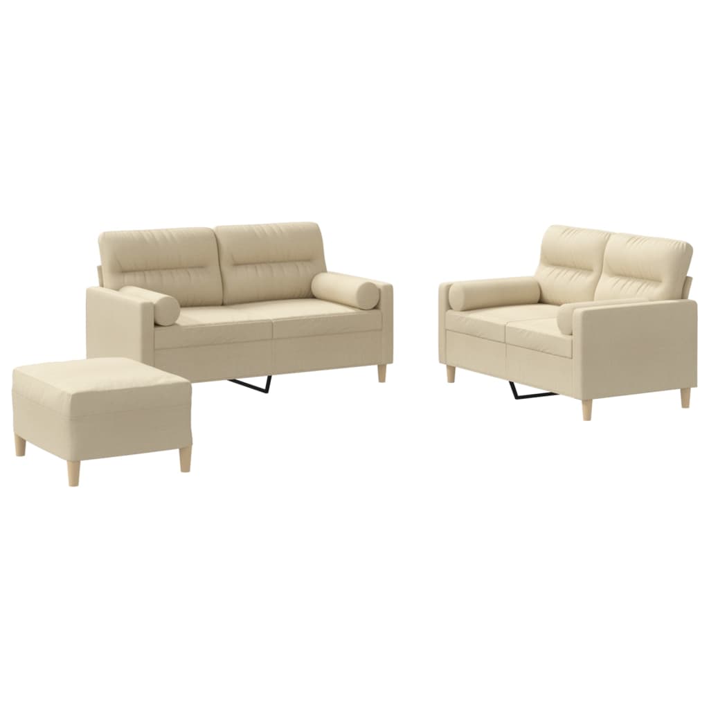 3-delige Loungeset met kussens stof crèmekleurig is nu te koop bij PeponiXL, paradijselijk wonen!