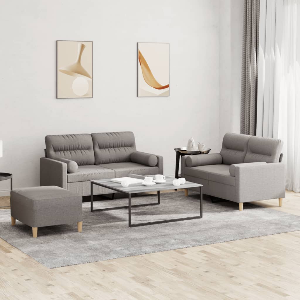 3-delige Loungeset met kussens stof taupe is nu te koop bij PeponiXL, paradijselijk wonen!