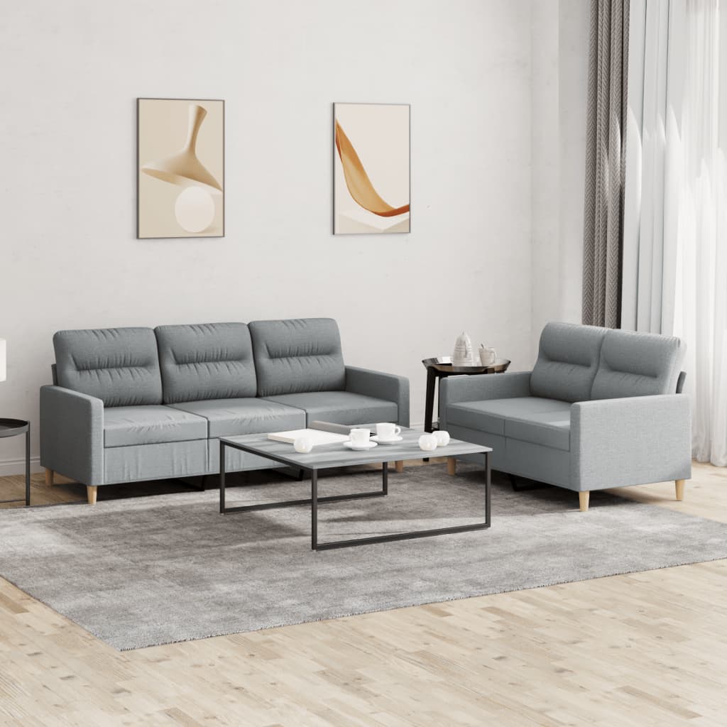 2-delige Loungeset met kussens stof lichtgrijs is nu te koop bij PeponiXL, paradijselijk wonen!