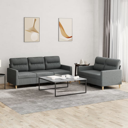 2-delige Loungeset met kussens stof donkergrijs is nu te koop bij PeponiXL, paradijselijk wonen!