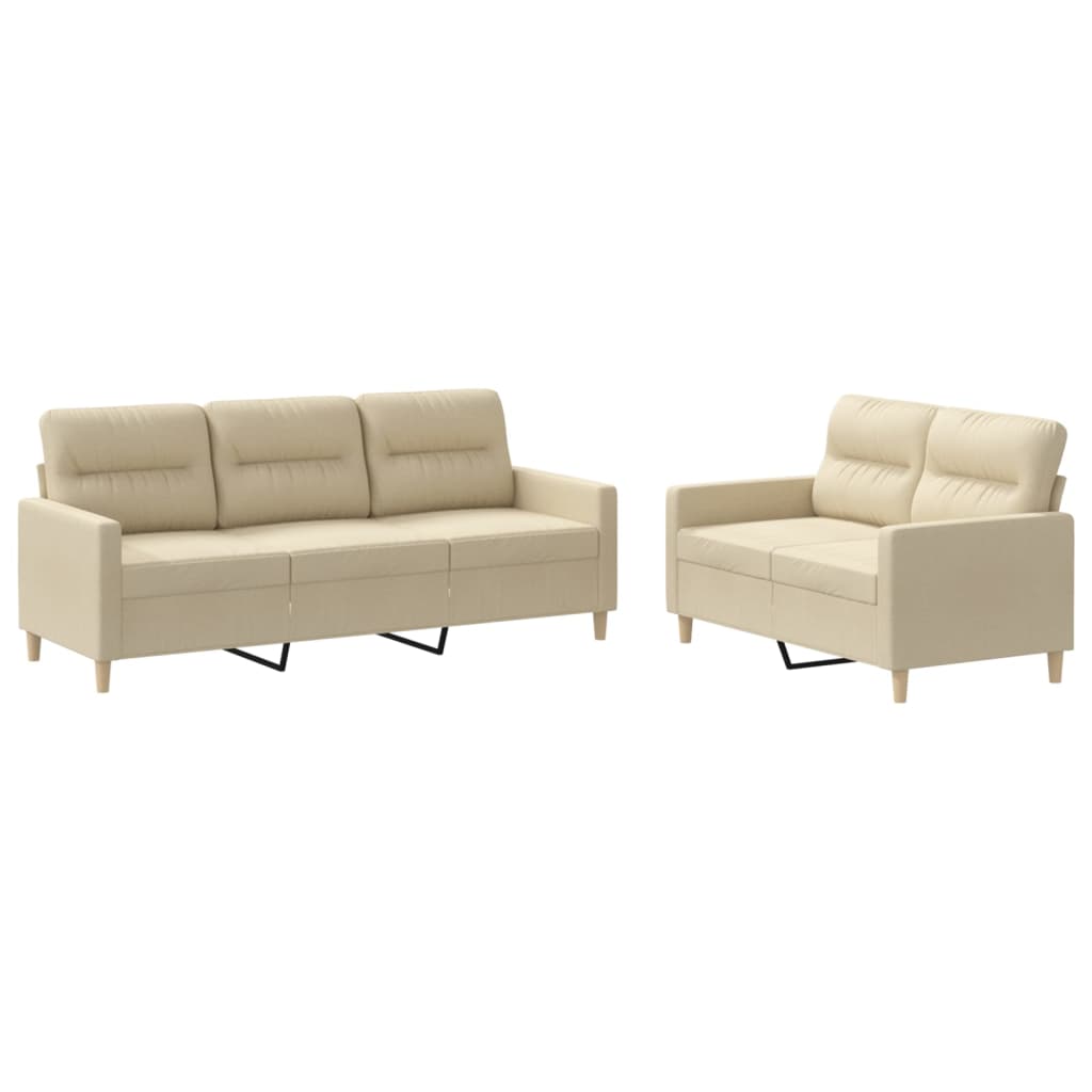 2-delige Loungeset met kussens stof crèmekleurig is nu te koop bij PeponiXL, paradijselijk wonen!