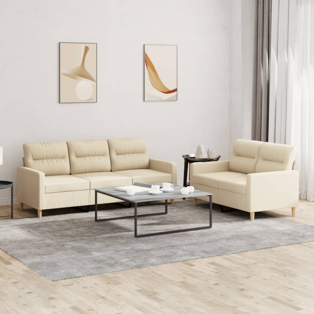 2-delige Loungeset met kussens stof crèmekleurig is nu te koop bij PeponiXL, paradijselijk wonen!