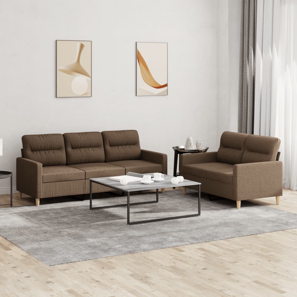 2-delige Loungeset met kussens stof bruin is nu te koop bij PeponiXL, paradijselijk wonen!