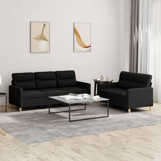 2-delige loungeset met kussens stof zwart is nu te koop bij PeponiXL, paradijselijk wonen!