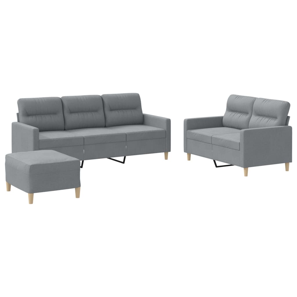 3-delige Loungeset met kussens stof lichtgrijs is nu te koop bij PeponiXL, paradijselijk wonen!
