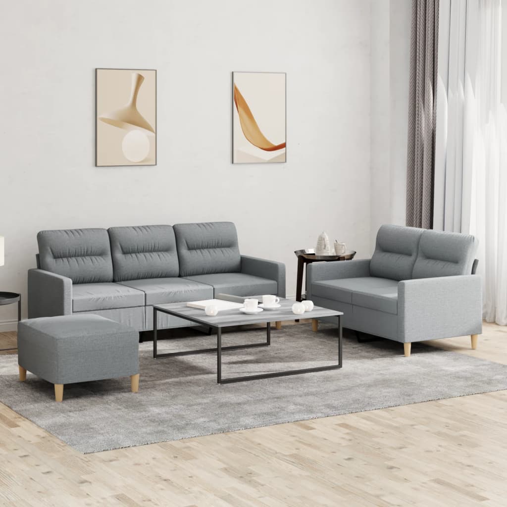 3-delige Loungeset met kussens stof lichtgrijs is nu te koop bij PeponiXL, paradijselijk wonen!