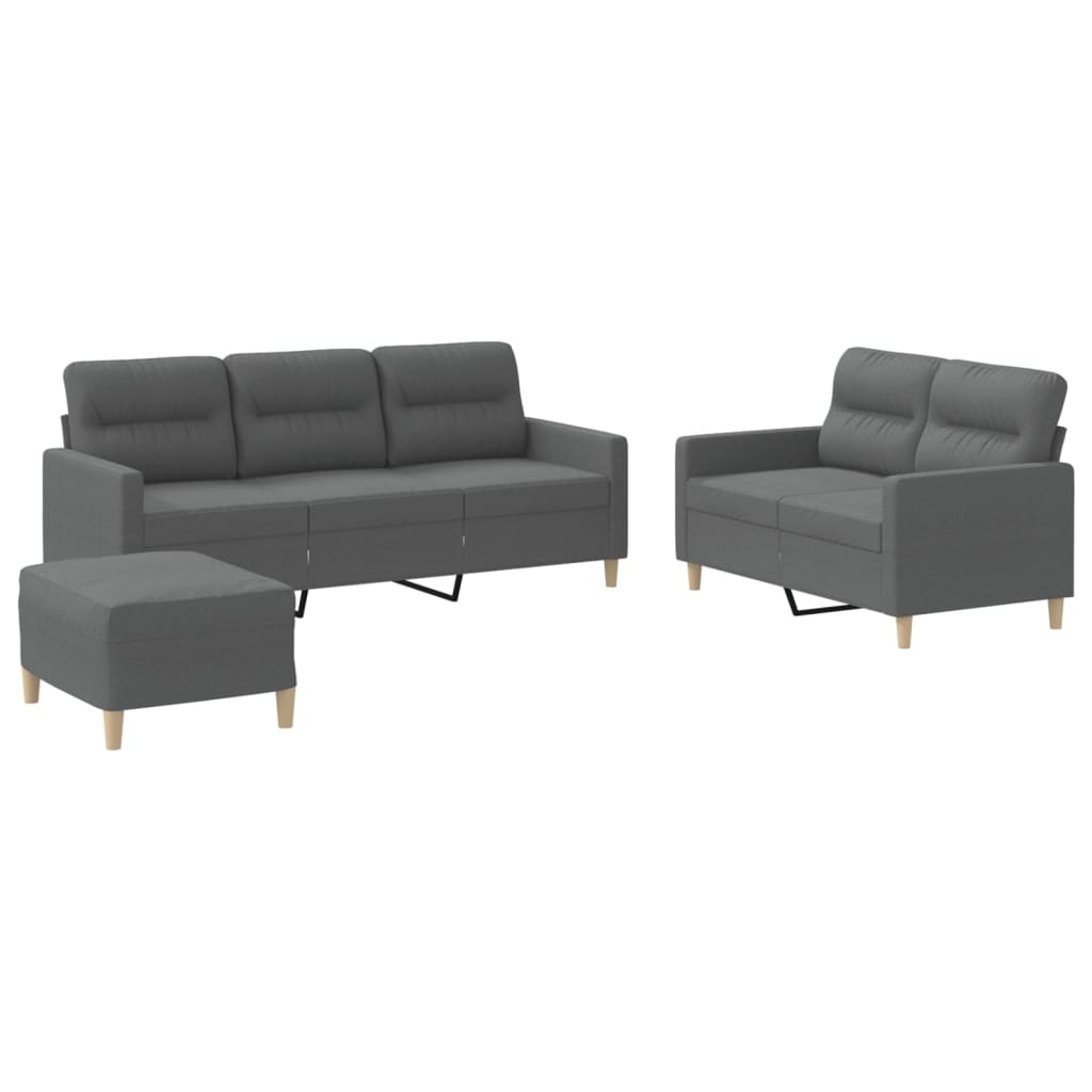 3-delige Loungeset met kussens stof donkergrijs is nu te koop bij PeponiXL, paradijselijk wonen!