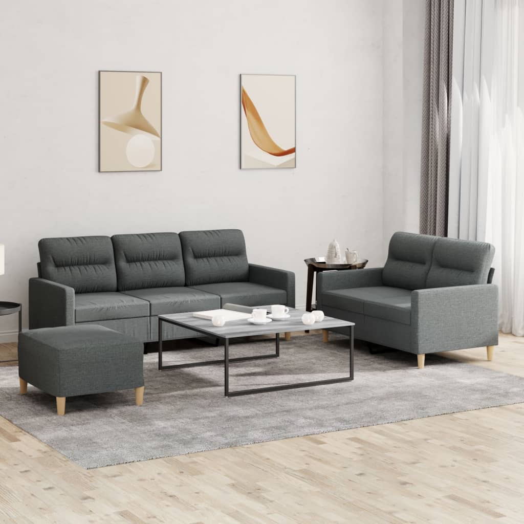 3-delige Loungeset met kussens stof donkergrijs is nu te koop bij PeponiXL, paradijselijk wonen!