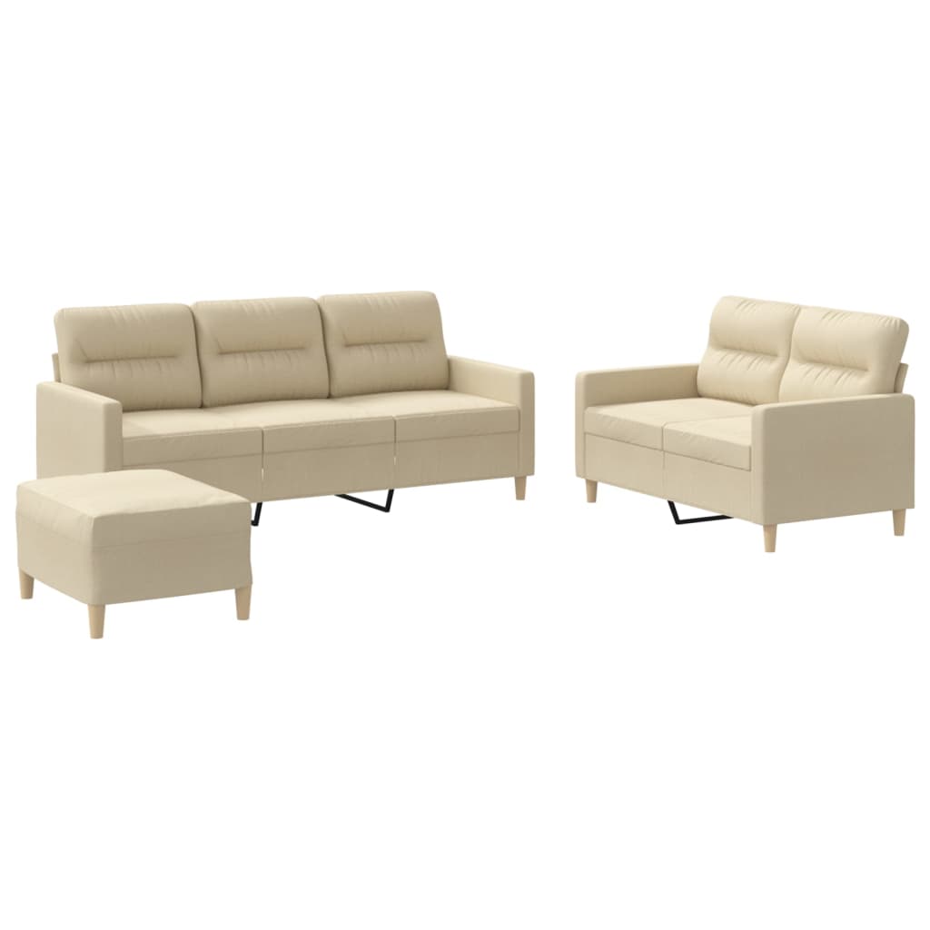 3-delige Loungeset met kussens stof crèmekleurig is nu te koop bij PeponiXL, paradijselijk wonen!