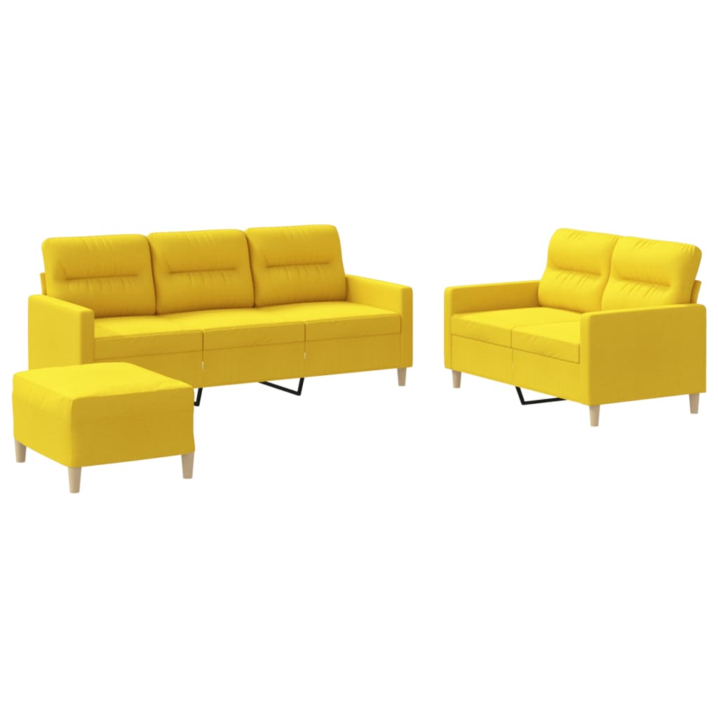3-delige Loungeset met kussens stof lichtgeel is nu te koop bij PeponiXL, paradijselijk wonen!