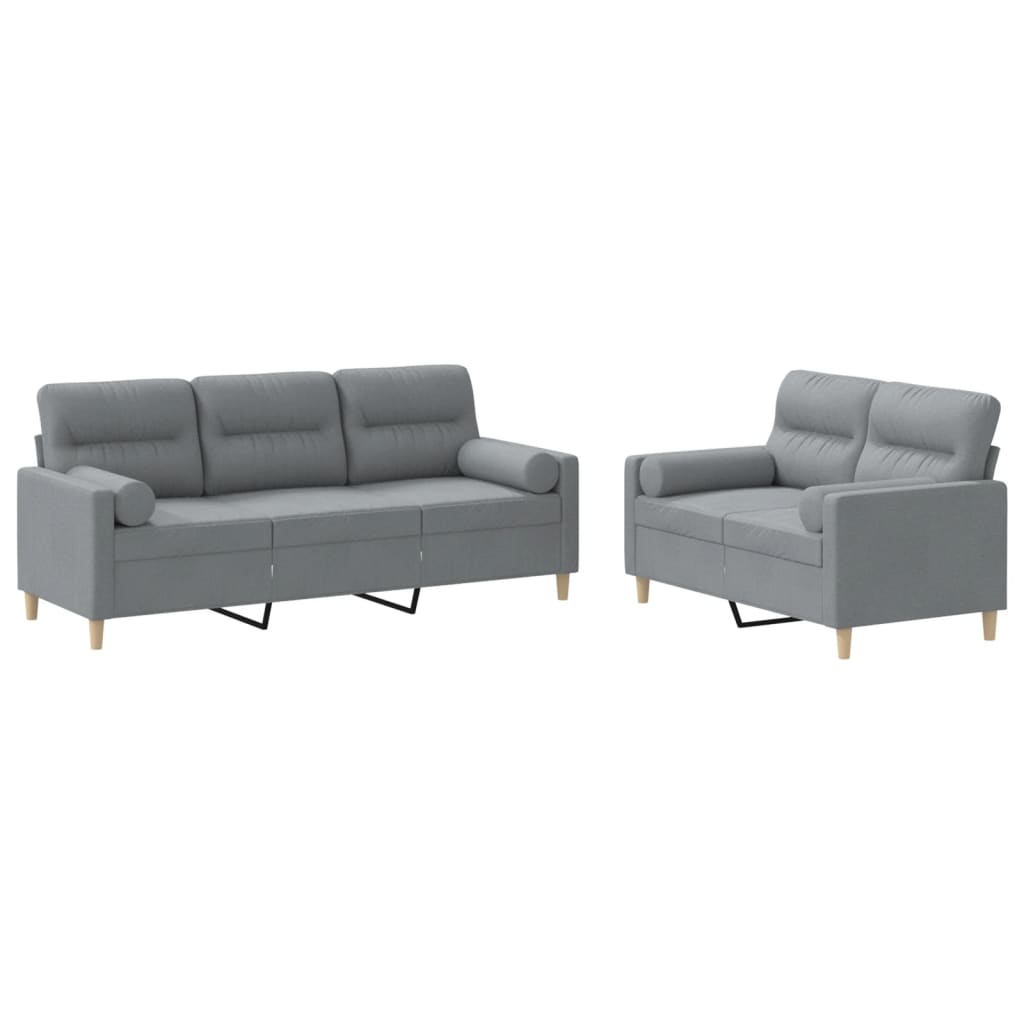 2-delige Loungeset met kussens stof lichtgrijs is nu te koop bij PeponiXL, paradijselijk wonen!