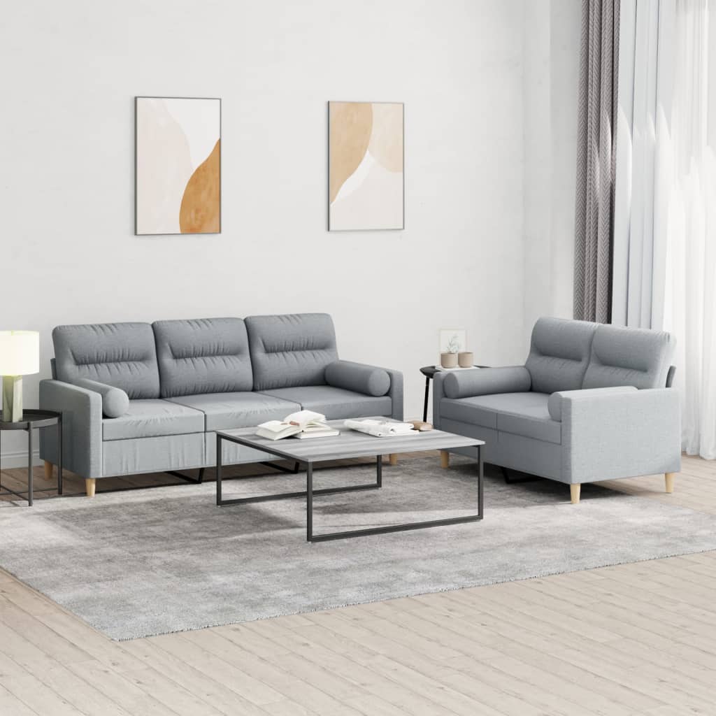 2-delige Loungeset met kussens stof lichtgrijs is nu te koop bij PeponiXL, paradijselijk wonen!